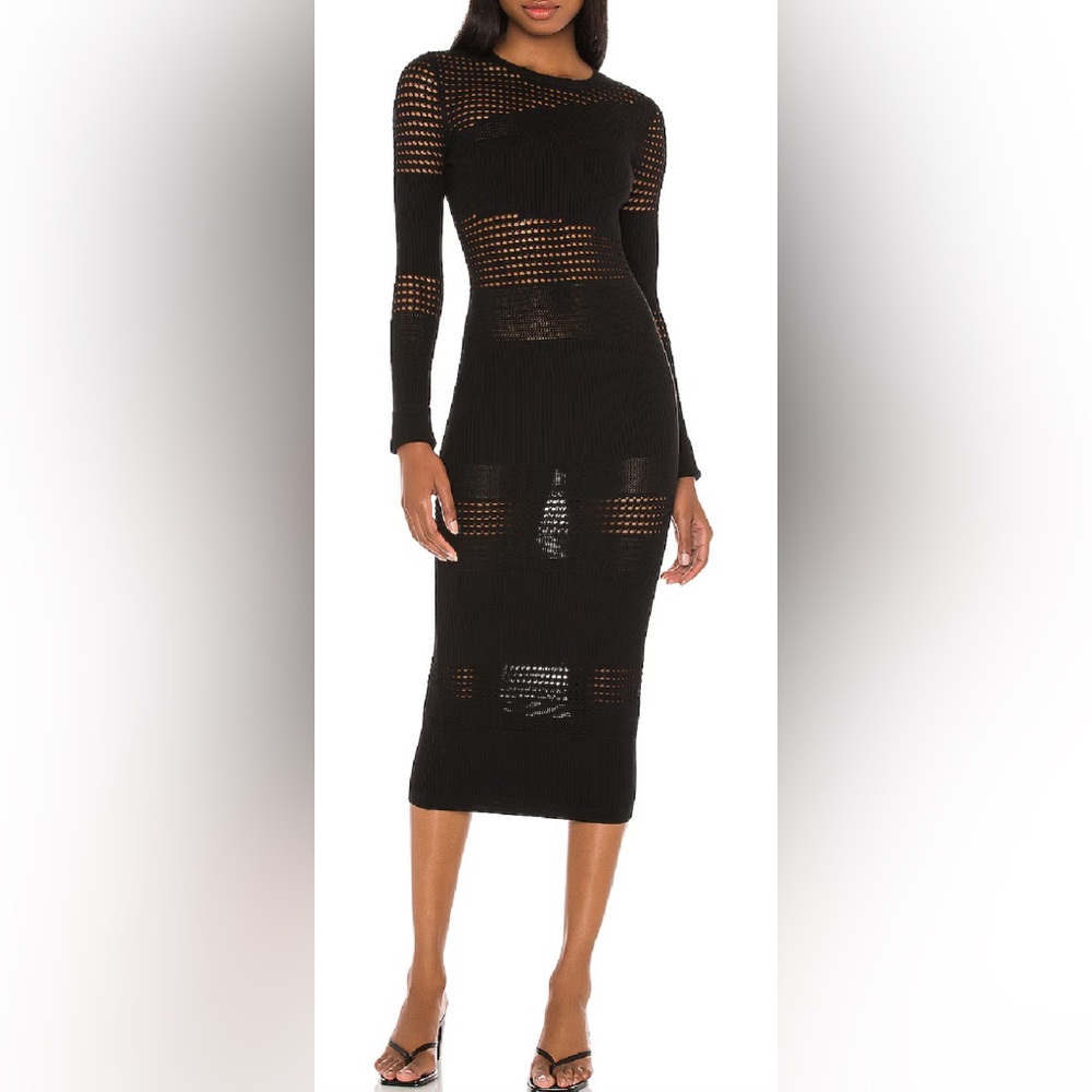 Lovers & Friends Black Tianna Midi Long Sleeve Dress
